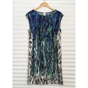 Chico's Shift Dress Size 2 Sleeveless Scoop Neck Stretch Polyester Spandex